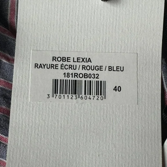 Sézane Lexia Dress in striped écru, red, and blue ~ size FR40, NWT! - Picture 6 of 8